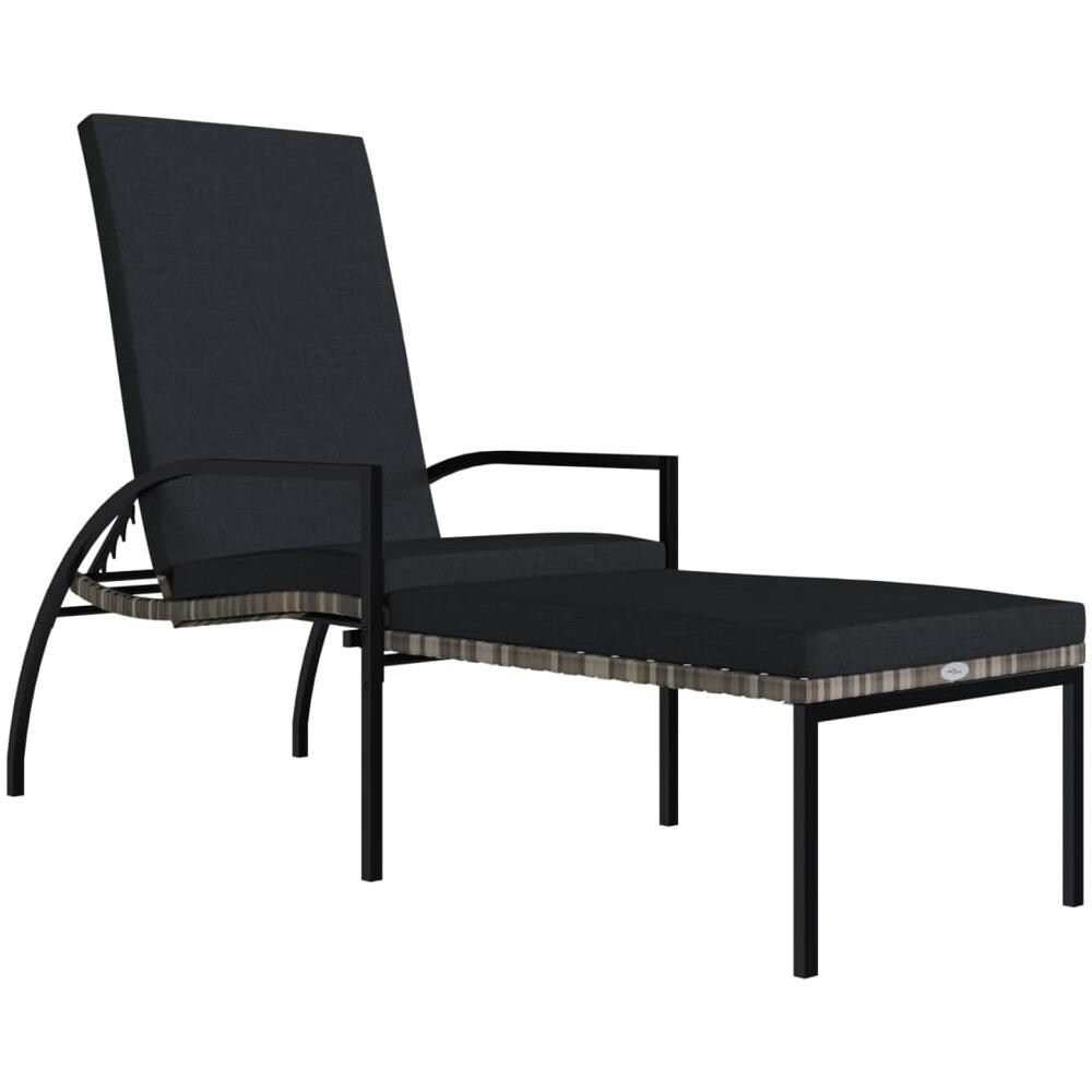 Lettino Prendisole Con Poggiapiedi In Rattan Pe Grigio - Foto 2