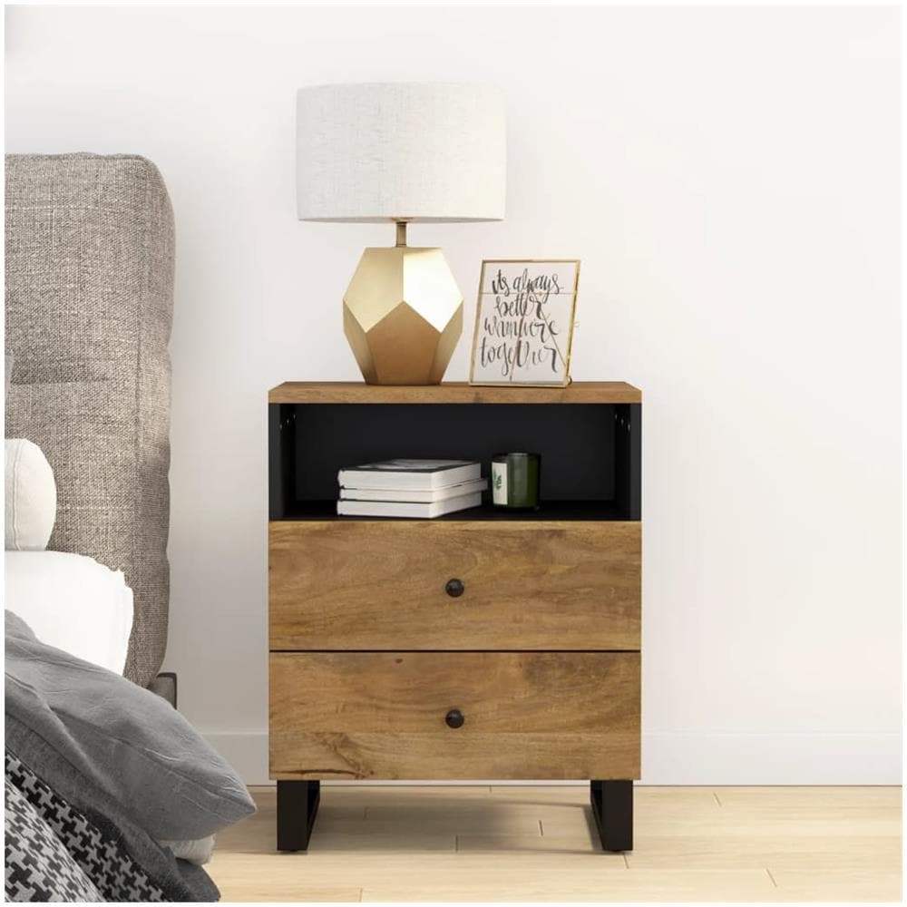 Comodino 50x33x62cm Legno Massello Di Mango E Legno Multistrato - Foto 1