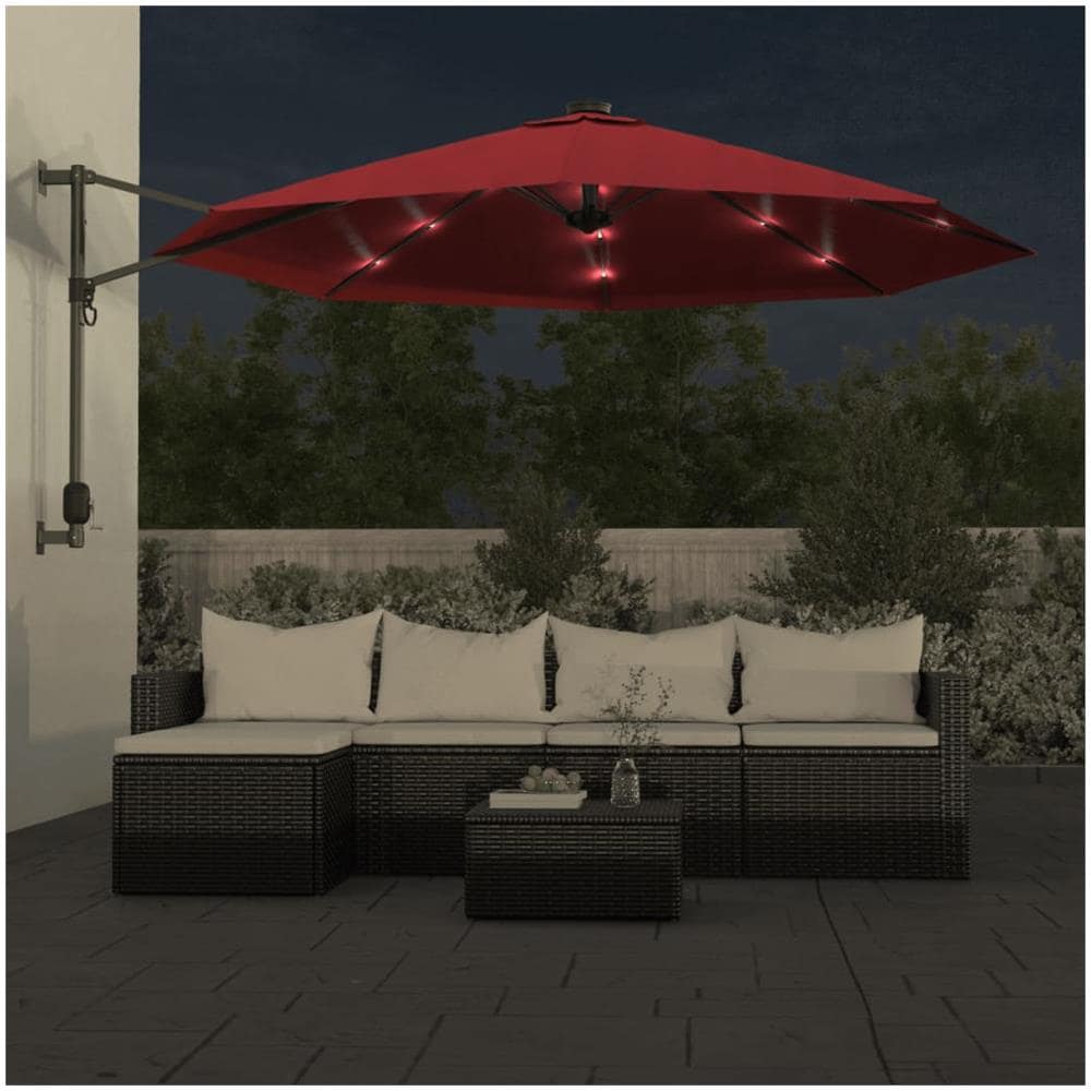 Ombrellone A Parete Con Led Rosso Chiaro 290 Cm - Foto 3