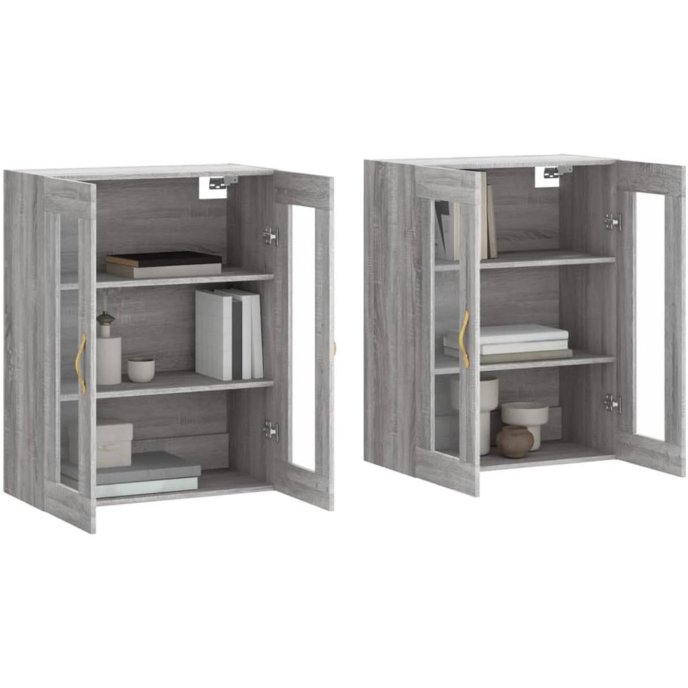 Armadietti A Parete 2 Pz Grigio Sonoma In Legno Multistrato - Foto 3