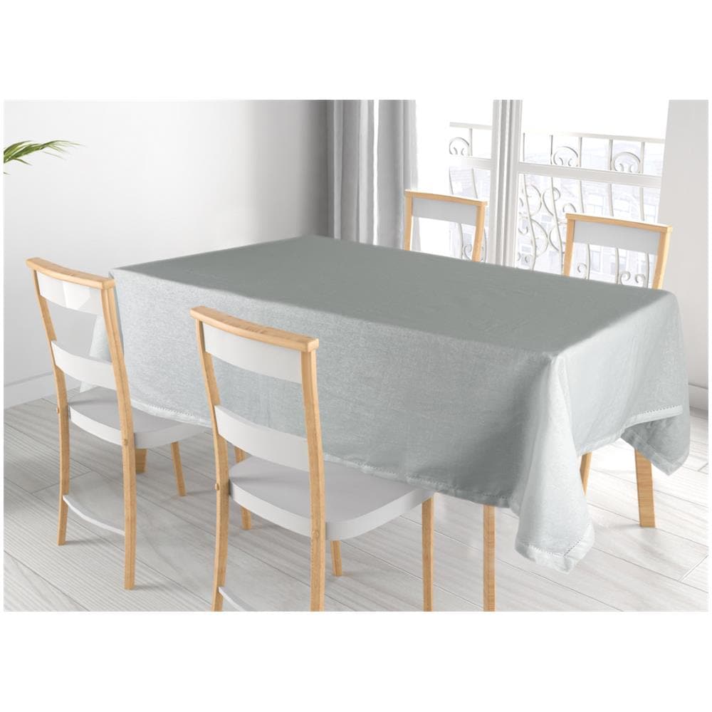 Tovaglia Cucina Soggiorno In Cotone Con Orlo A Giorno In Tinta Unita Vari Colori Ajour 140x180cm Grigio Melange - Foto 1