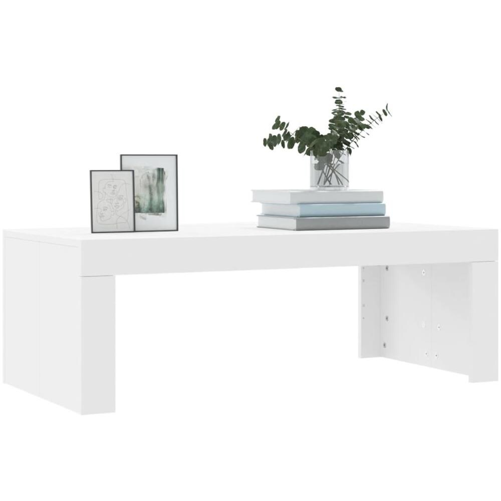 Tavolino Da Salotto Bianco 102x50x36 Cm In Legno Multistrato - Foto 3