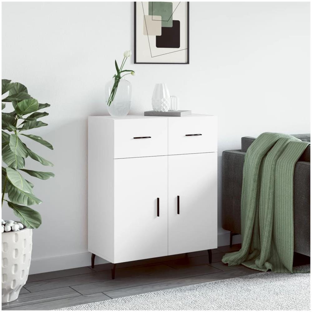 Credenza Bianca 69,5x34x90 Cm In Legno Multistrato - Foto 1