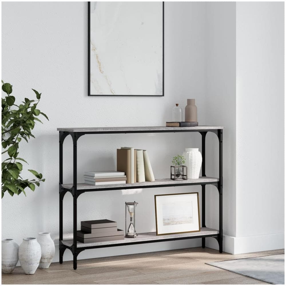 Tavolino Consolle Grigio Sonoma 100x22,5x75cm Legno Multistrato - Foto 1