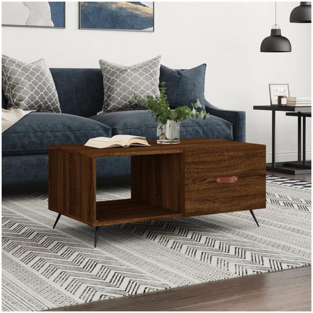 Tavolino Da Salotto Rovere Marrone 90x50x40cm Legno Multistrato - Foto 1
