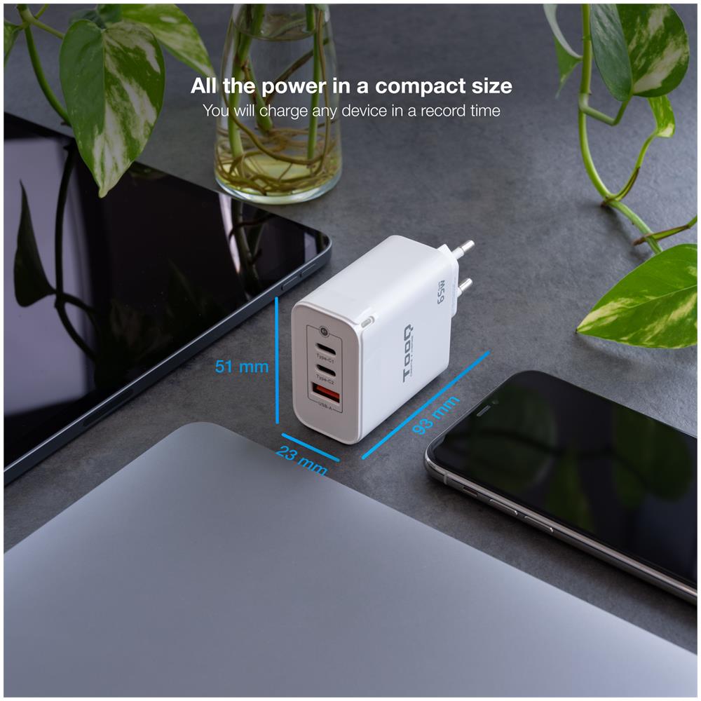 TQWC-GANQC2PD65WT Caricabatterie per dispositivi mobili Universale Bianco AC Ricarica rapida Interno - Foto 2