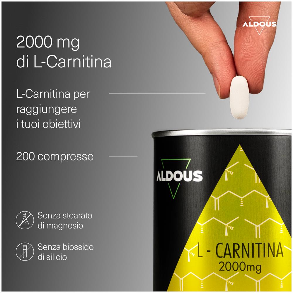 L Carnitina 2000mg - Integratore pre-allenamento e per il recupero muscolare - 200 compresse - Foto 2