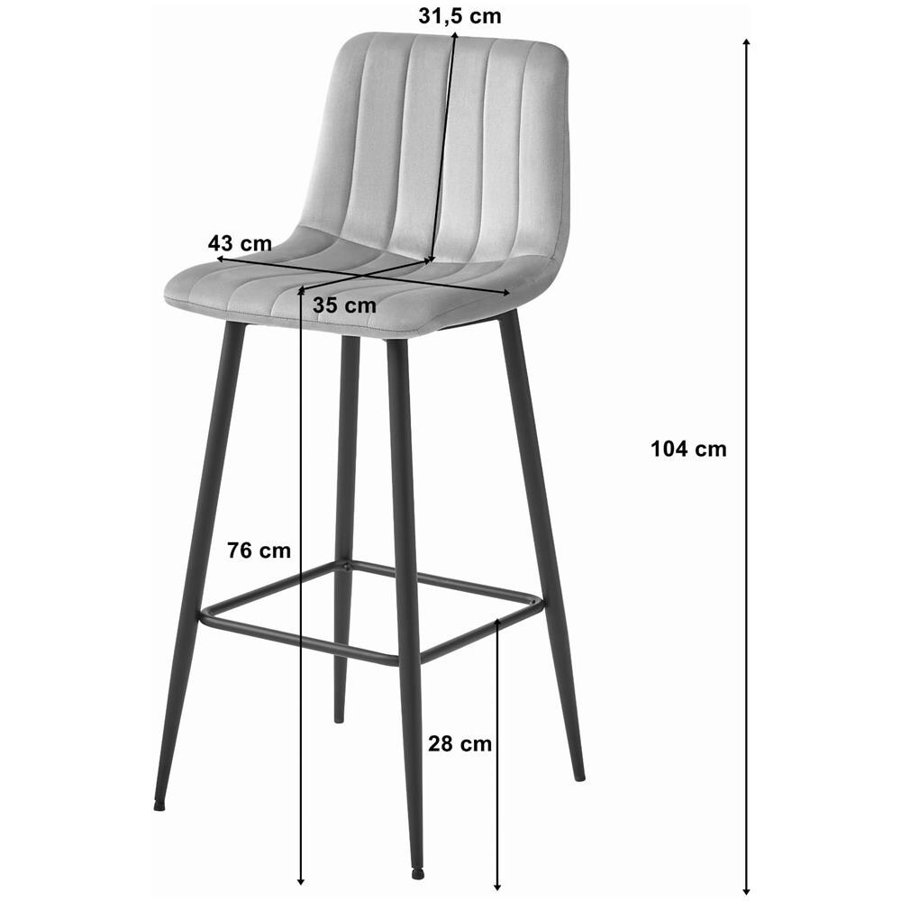 Sgabello POZZA in velluto blu navy con gambe nere x4 - Foto 6