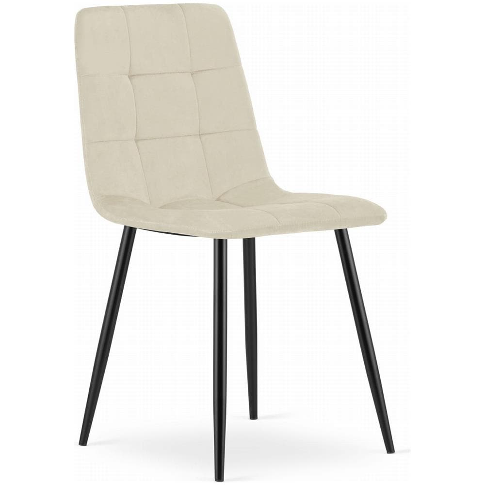 Sedia PYRA - Moderna in velluto beige con gambe nere x 2 - Foto 2