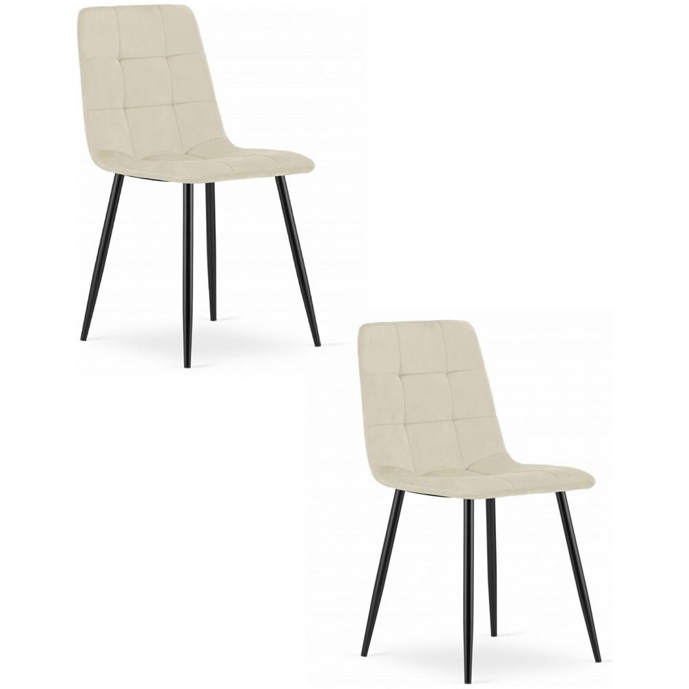Sedia PYRA - Moderna in velluto beige con gambe nere x 2 - Foto 1