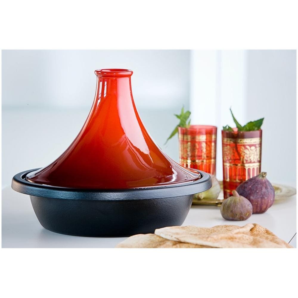 Tajine con Base in Ghisa e Cono in Ceramica Diametro 31 cm Colore Rosso Ciliegia - Foto 2