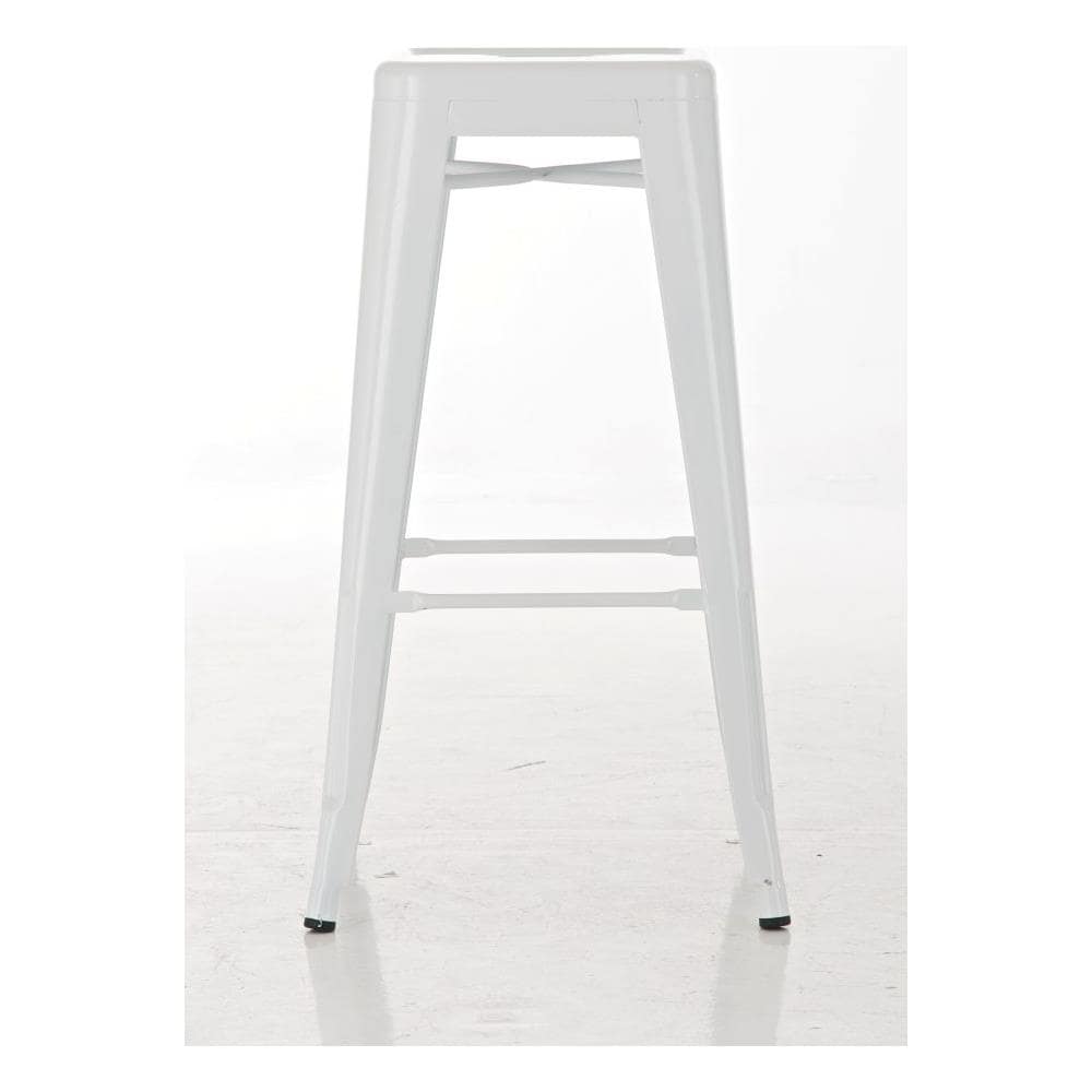 Set 2 Sgabelli Bar Joshua in Metallo I Coppia Sgabelli Industriali Scandinavian Senza Schienale Impilabili I 2 Sgabelli da Bancone H 77 cm Bianco - Foto 1