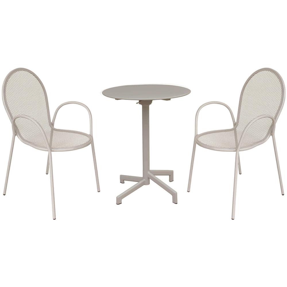 Opera - Set Tavolo In Metallo Cm Ø 60 X 74 H Con 2 Poltrone Maris - Foto 1