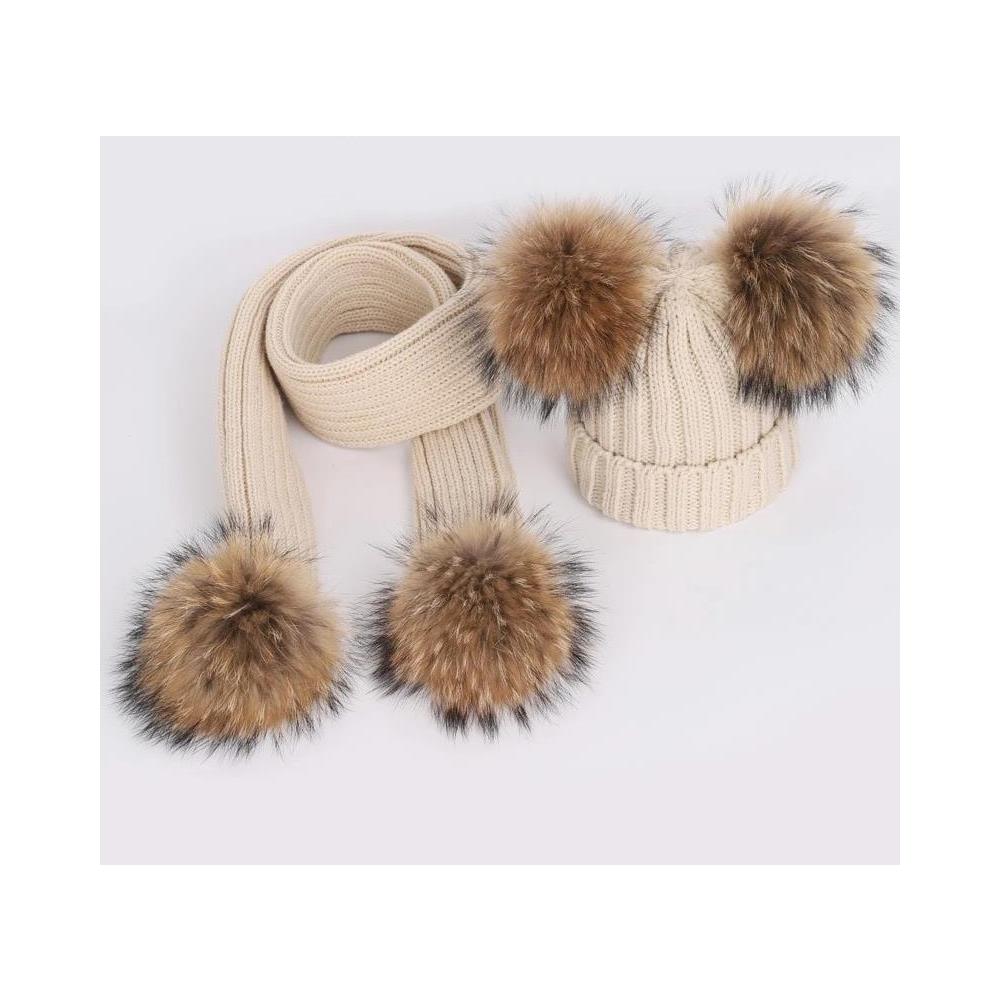 SLOWMOOSE - Cappello Beanie Lavorato A Maglia Con Pon Pon Di Pelliccia Di  Procione Carino, Sciarpa Ragazzo / Ragazza Inverno Berretto Di Copertura  Addensato, Sci Morbido Bambino Bambini [ cachi] - ePRICE