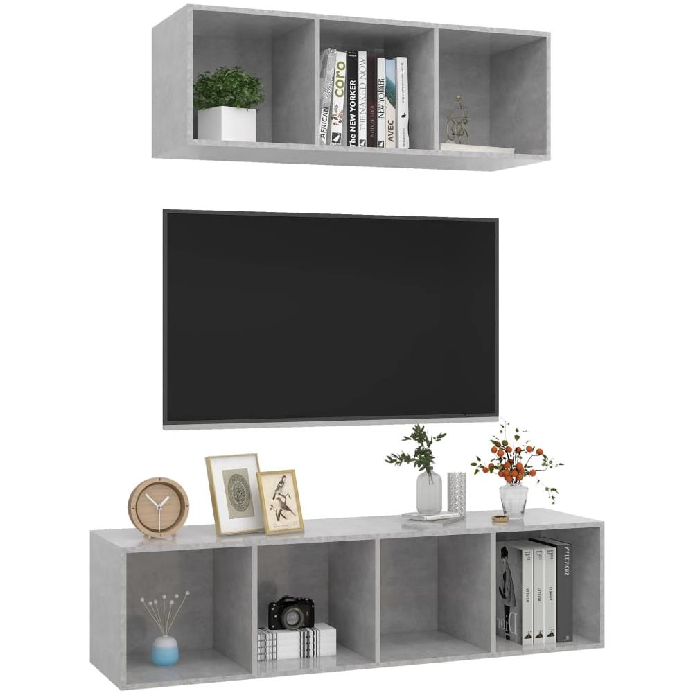 Set Porta TV 2 pz Grigio Calcestruzzo in Truciolato - Foto 2