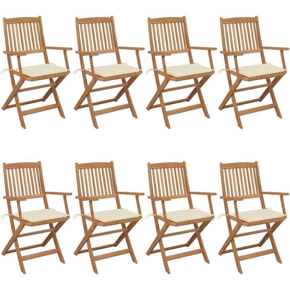 Sedie da Giardino Pieghevoli 8 pz con Cuscini Massello Acacia - Foto 1