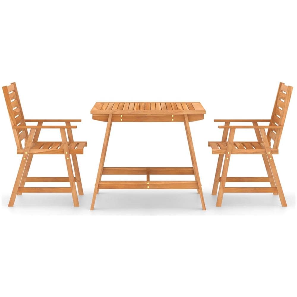 Set da Pranzo da Giardino 3 pz in Legno Massello di Acacia - Foto 2