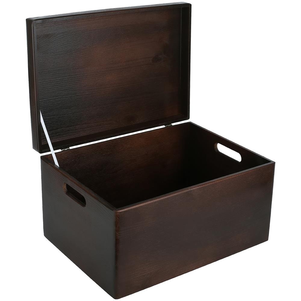 Xxl Marrone Grande Scatola In Legno Porta Oggetti | 40 X 30 X 24 Cm | Coperchio E Maniglie | Contenitore Giochi Bambini Cassetta Attrezzi Baule Portagiochi | Per Decoupage E Decorare - Foto 1