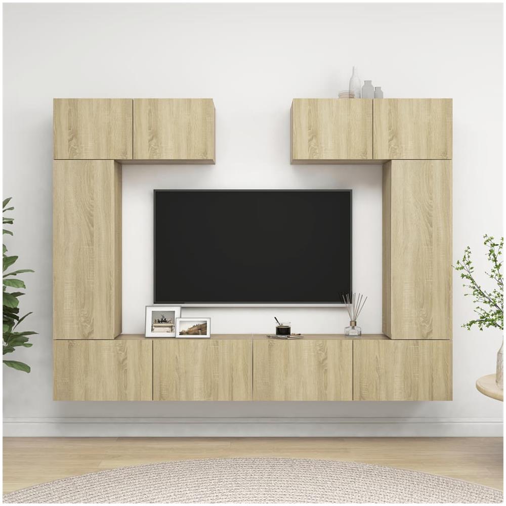 Set Porta Tv 6 Pz Rovere Sonoma In Truciolato - Foto 1