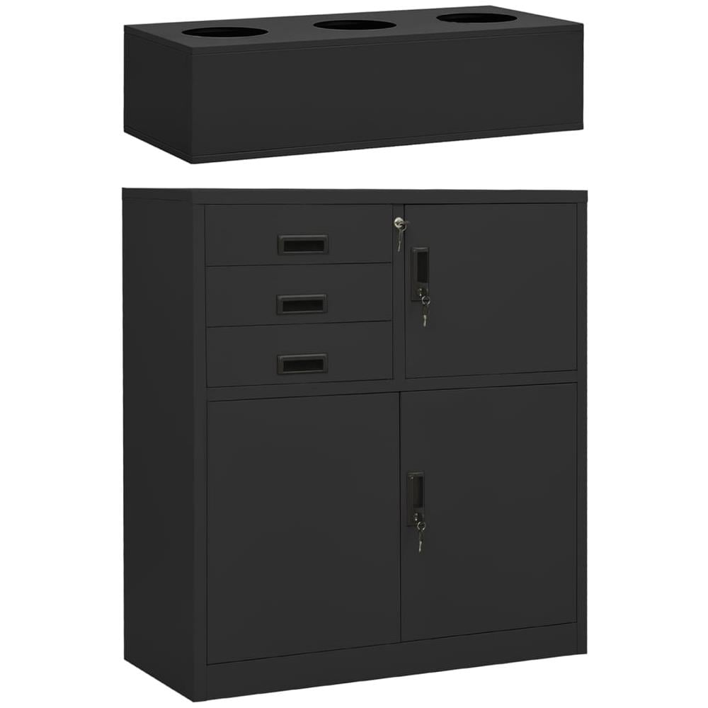 Armadio Ufficio Con Fioriera Antracite 90x40x125 Cm In Acciaio - Foto 1