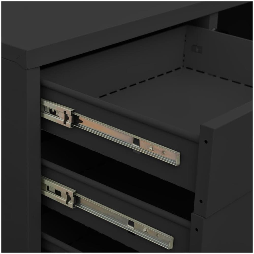 Armadio Ufficio Con Fioriera Antracite 90x40x125 Cm In Acciaio - Foto 2