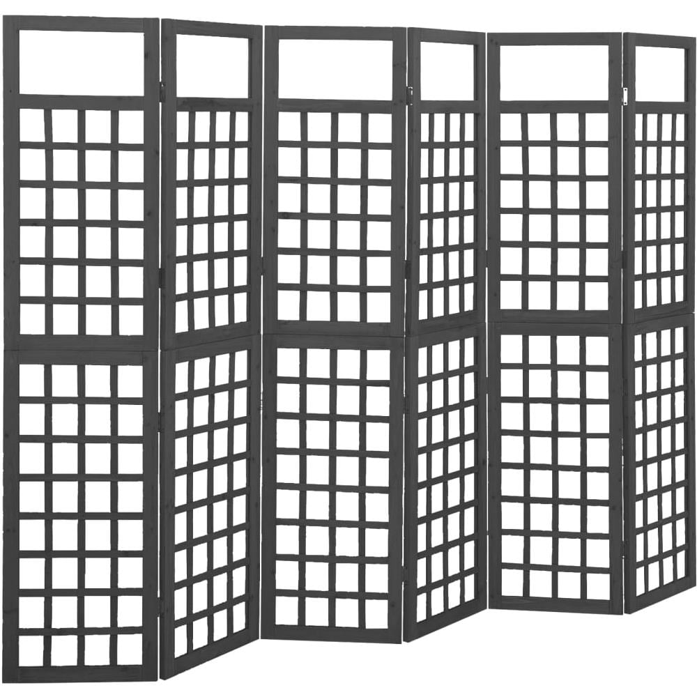 Divisorio a 6 Pannelli in Legno di Abete Nero 242,5x180 cm - Foto 1