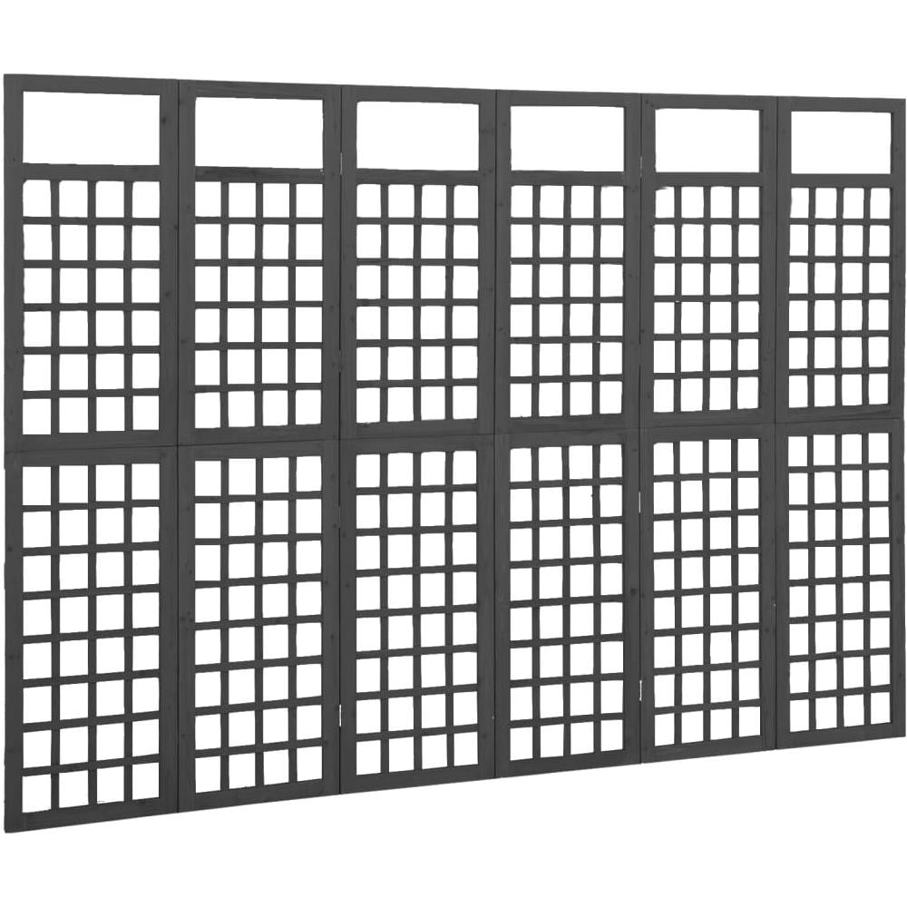 Divisorio a 6 Pannelli in Legno di Abete Nero 242,5x180 cm - Foto 2