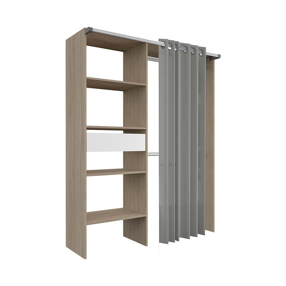 Paris Armadio A Vista, Tenda, 4 Ripiani, 2 Armadi,1 Cassetto 143x48x182cm - Foto 1