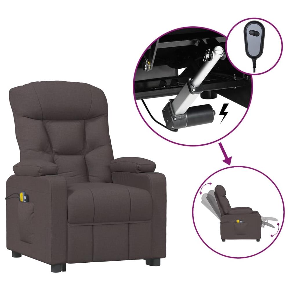 Poltrona Massaggiante Elettrica Marrone scuro in Tessuto - Foto 1