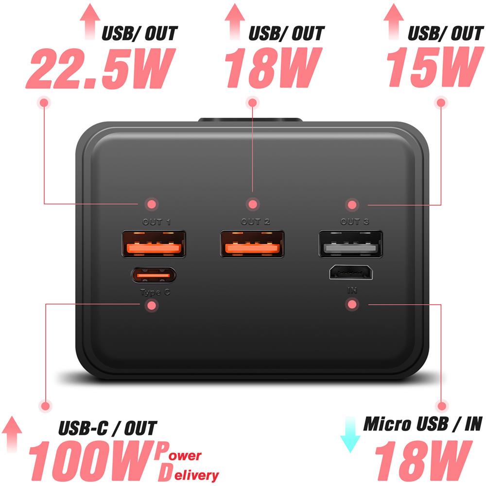 Batteria Esterna 50000mah Usb E Usb-c 100w Power Line Compatto, Nero - Foto 5