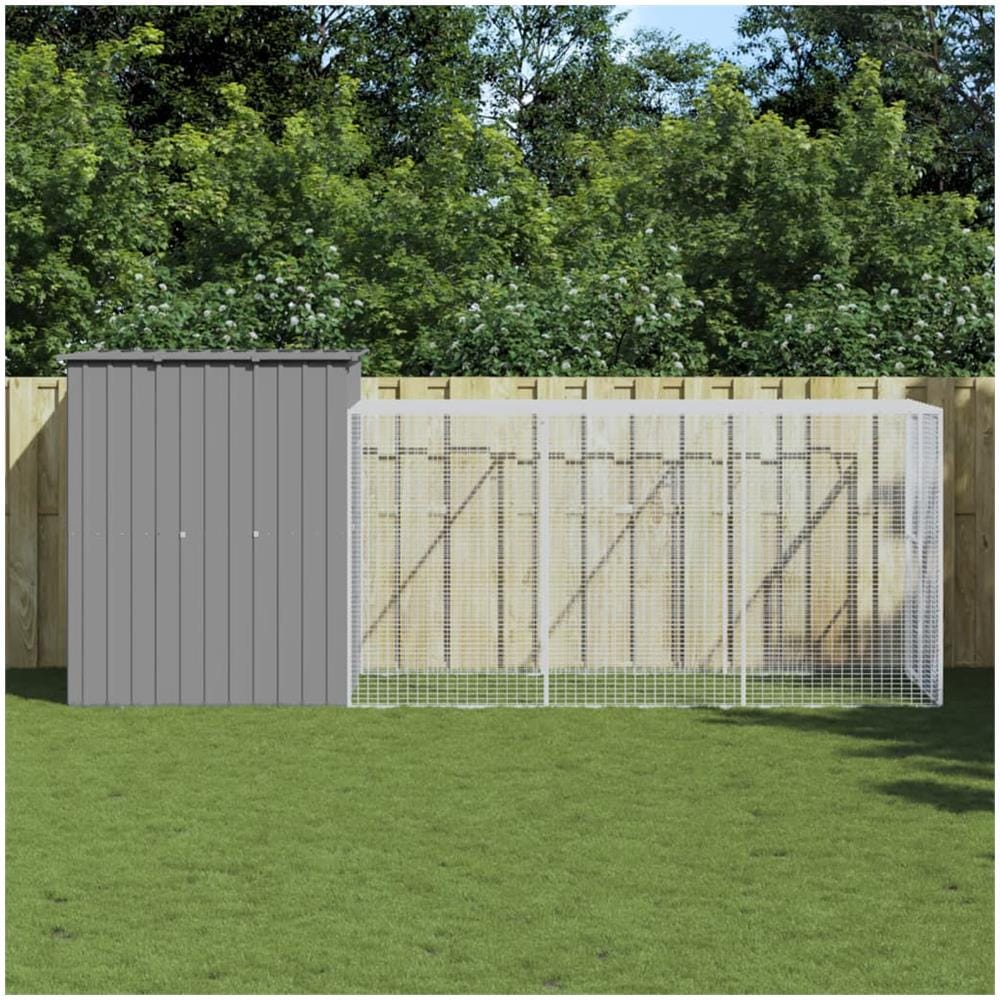 Pollaio Area Corsa Grigio Chiaro 165x455x181 cm Acciaio Zincato - Foto 1