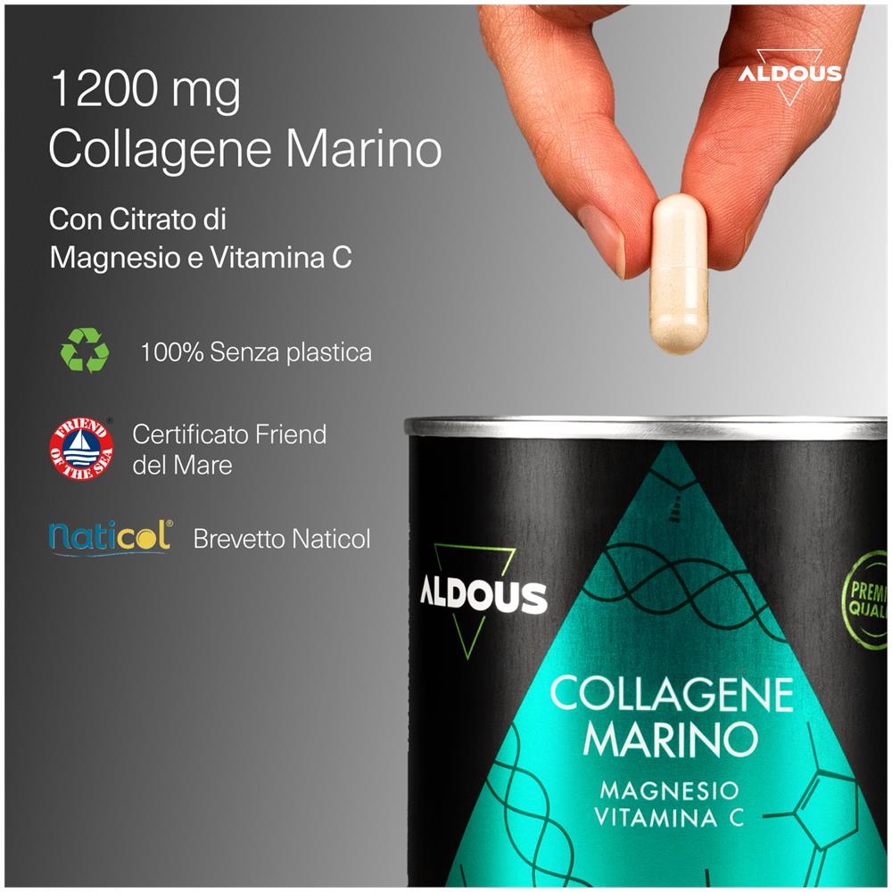 Collagene idrolizzato puro con magnesio e vitamina C - 200 capsule - Foto 2