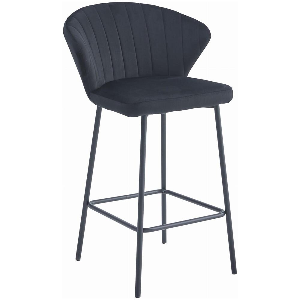 Sgabello da bar GATTA in velluto nero con gambe in acciaio x2 - Foto 2