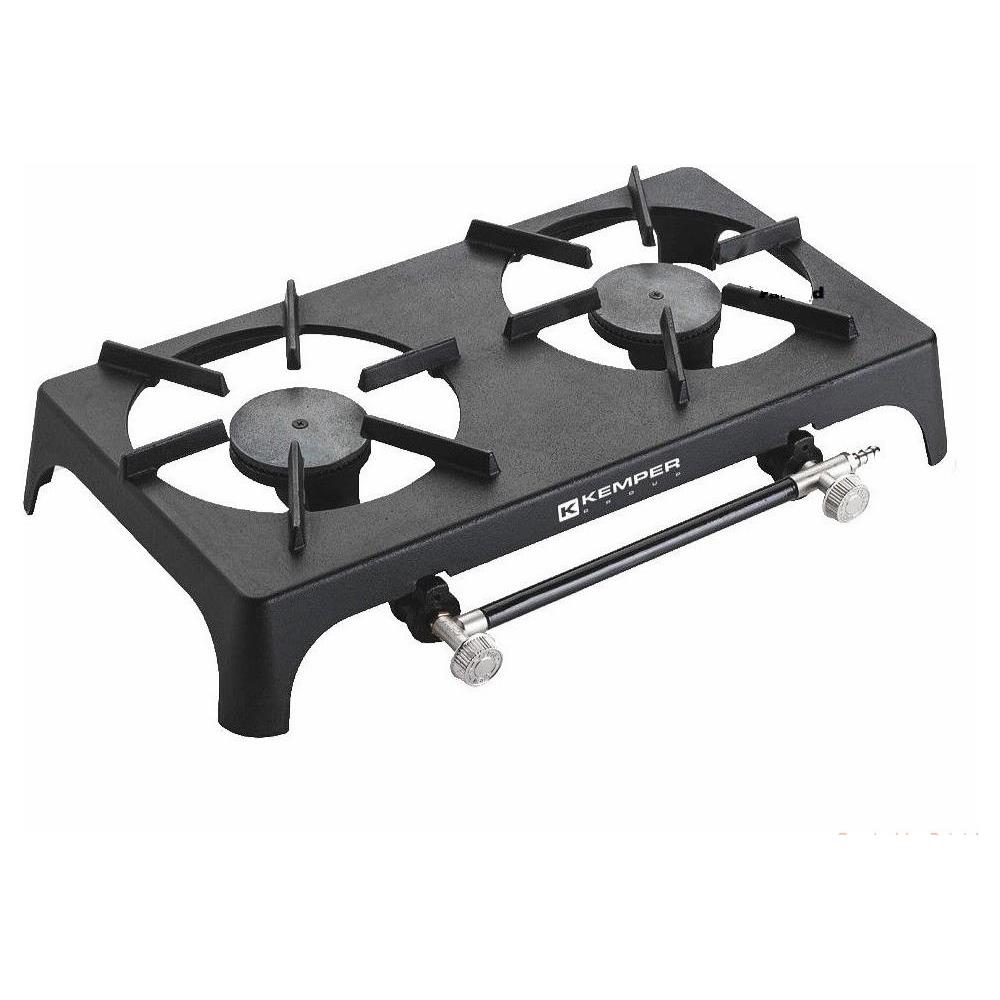 Fornellone A Gas In Ghisa 2 Fuochi Bruciatori Fornello Campeggio 718 Kemper - Foto 1