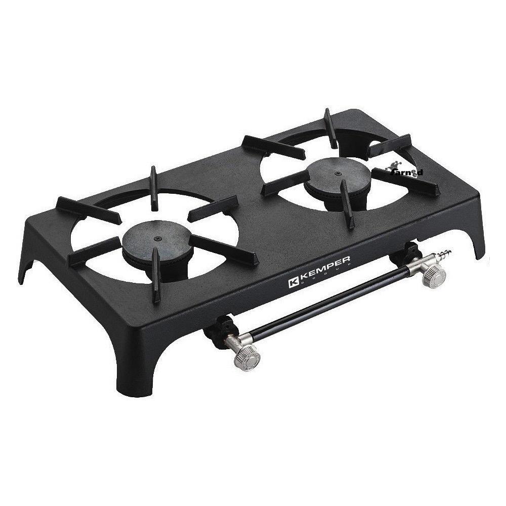 Fornellone A Gas In Ghisa 2 Fuochi Bruciatori Fornello Campeggio 718 Kemper - Foto 2