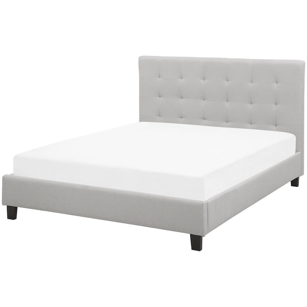 Letto Matrimoniale In Tessuto Grigio Chiaro La Rochelle - Foto 1