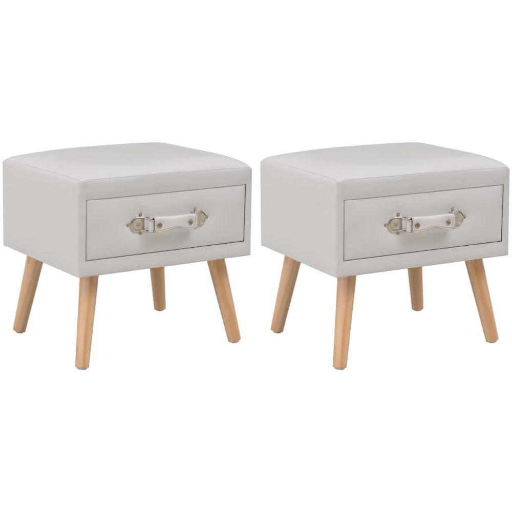 Comodini Bianchi 2 Pz 40x35x40 Cm In Similpelle - Foto 1