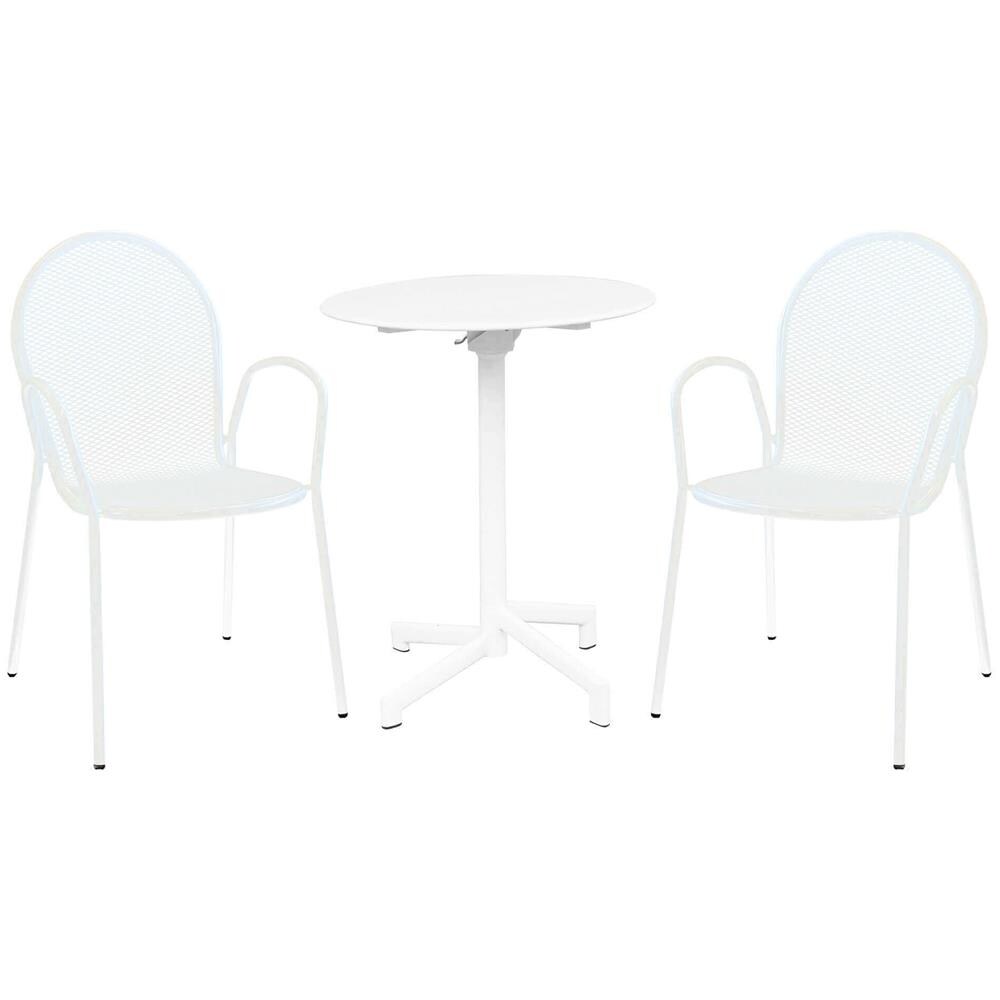 Opera - Set Tavolo In Metallo Cm Ø 60 X 74 H Con 2 Poltrone Maris - Foto 1