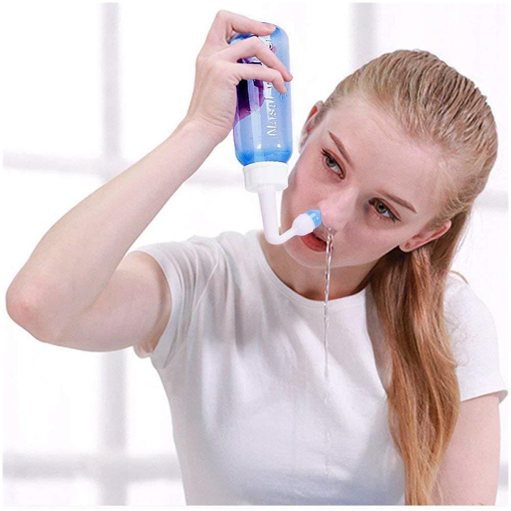 Bottiglia 300ml Con 80 Pacchetti Neti Salt Nasale Sciacquare Kit Sinus Rinse Neti Naso Lavaggio Nasale Irrigazione Del Seno Cleaner Flush Nasale Siringa Per Rinite Allergica - Foto 2