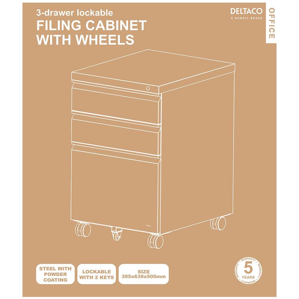 Office, Mobiletto Su Ruote Con Serratura, 3 Cassetti, Bianco - Foto 2