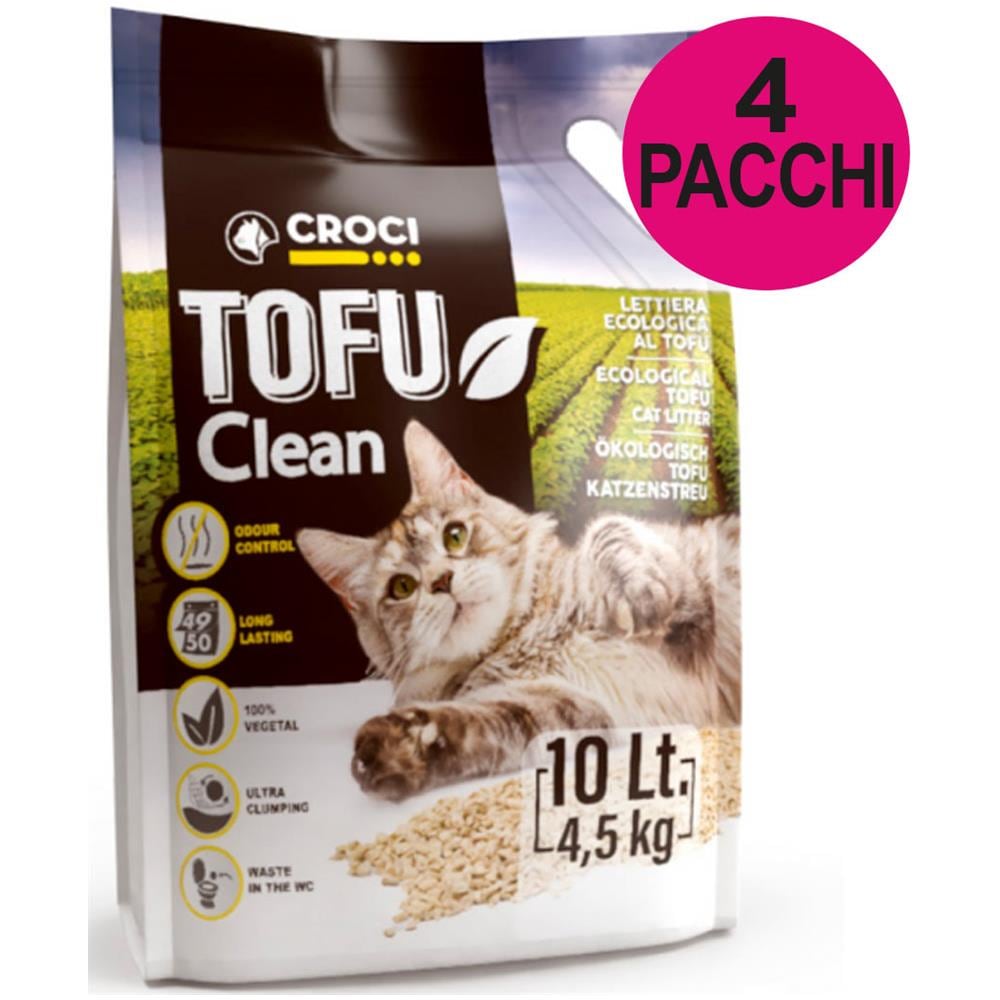Lettiera Microgranuli Tofu Clean Agglomerante 4 Confezioni Da 10 Litri Cad. - Foto 1