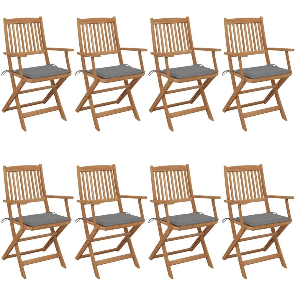 Sedie da Giardino Pieghevoli 8 pz con Cuscini Massello Acacia - Foto 1