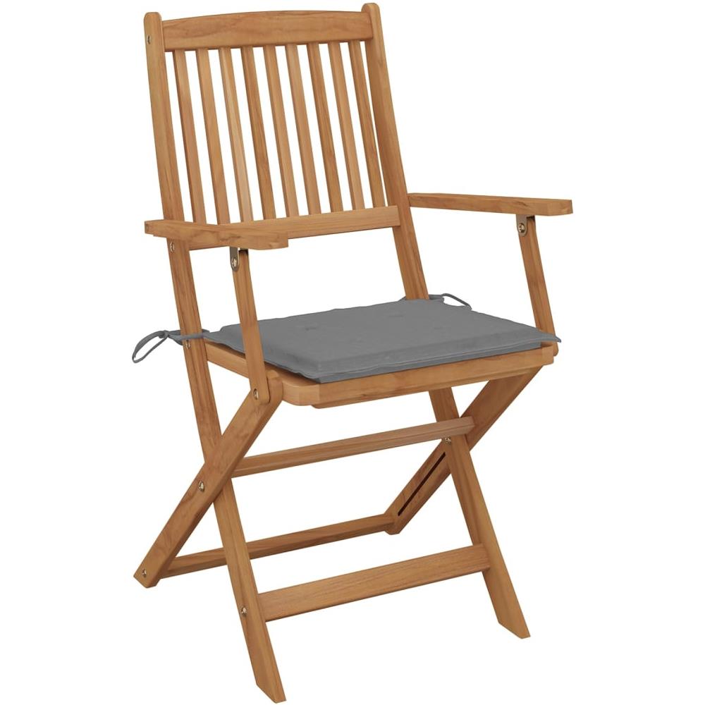 Sedie da Giardino Pieghevoli 8 pz con Cuscini Massello Acacia - Foto 2