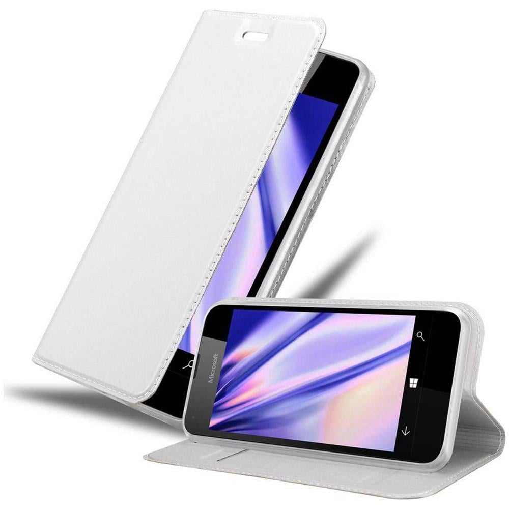 Custodia Compatibile Con Nokia Lumia 550 In Classy Argento - Coperchio Protettiva Con Chiusura Magnetica, Funzione Stand E Tasca Per Le Carte - Foto 1