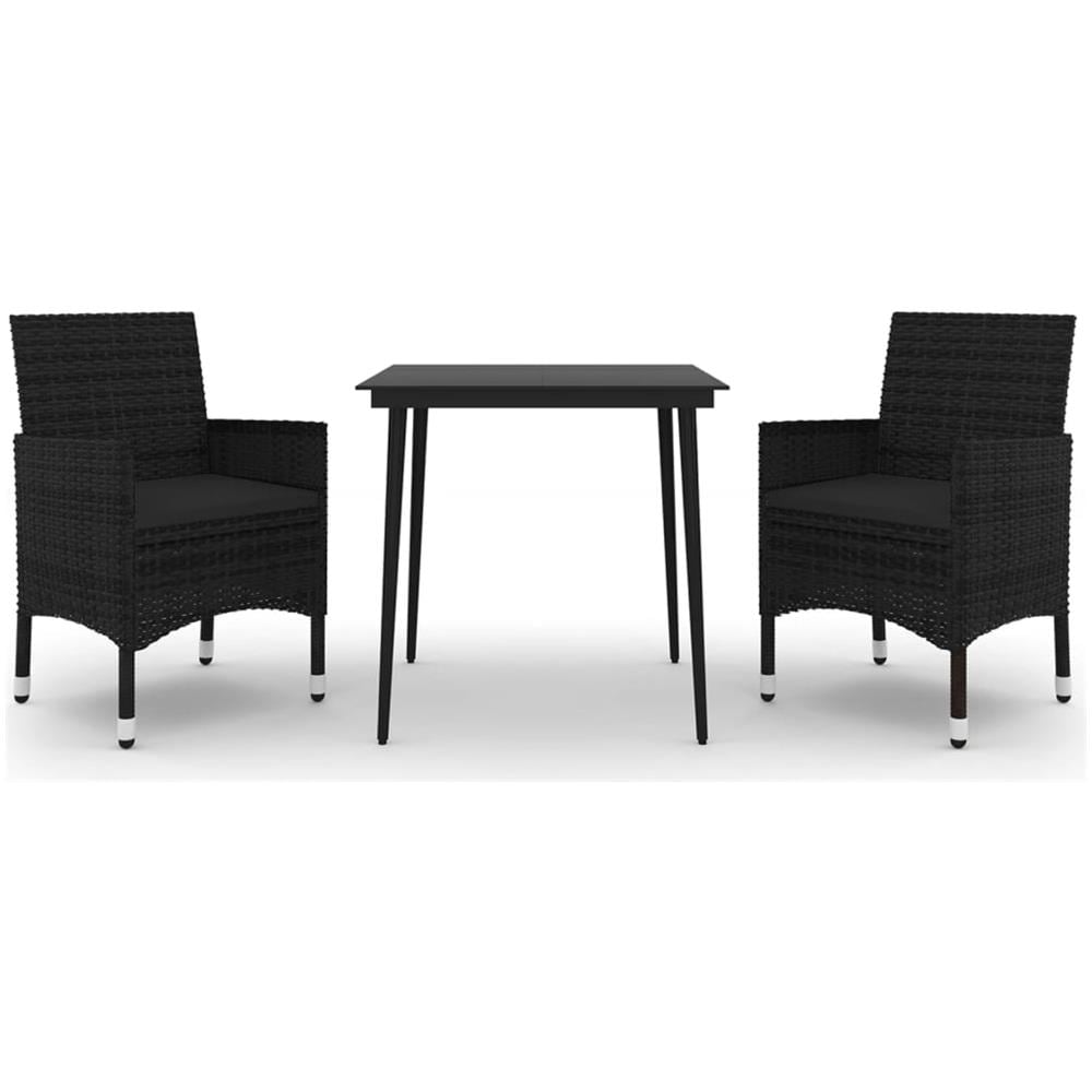 Set Da Pranzo Da Giardino 3 Pz Con Cuscini Polyrattan E Vetro - Foto 2