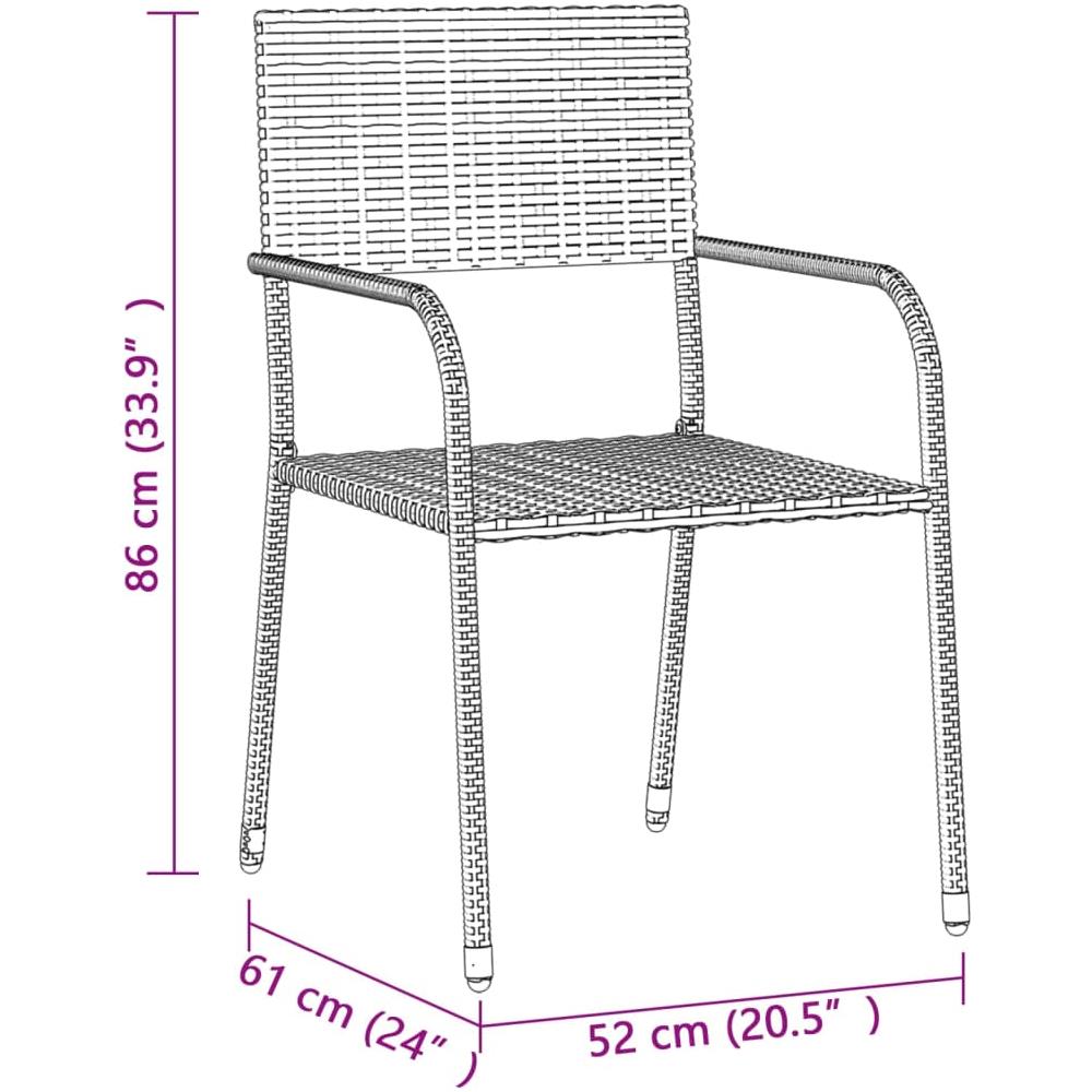 Set Da Pranzo Da Giardino 3 Pz In Polyrattan Nero - Foto 7
