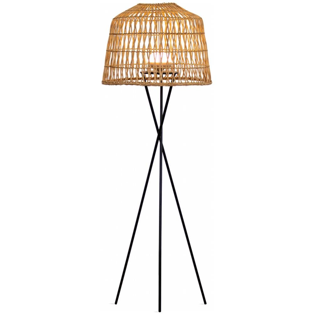 Lampada Da Terra Da Esterni Led 9w Amalfi 145 Battery Nero Bianco Caldo 2700k 1480xø490 Mm Fibre Naturali - Foto 5