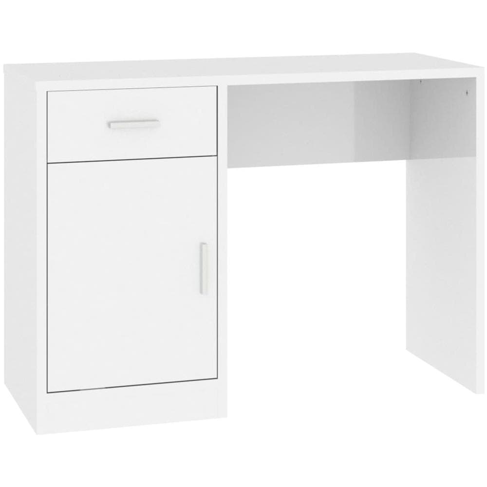 Scrivania Cassetto Bianco Lucido 100x40x73cm Legno Multistrato - Foto 2