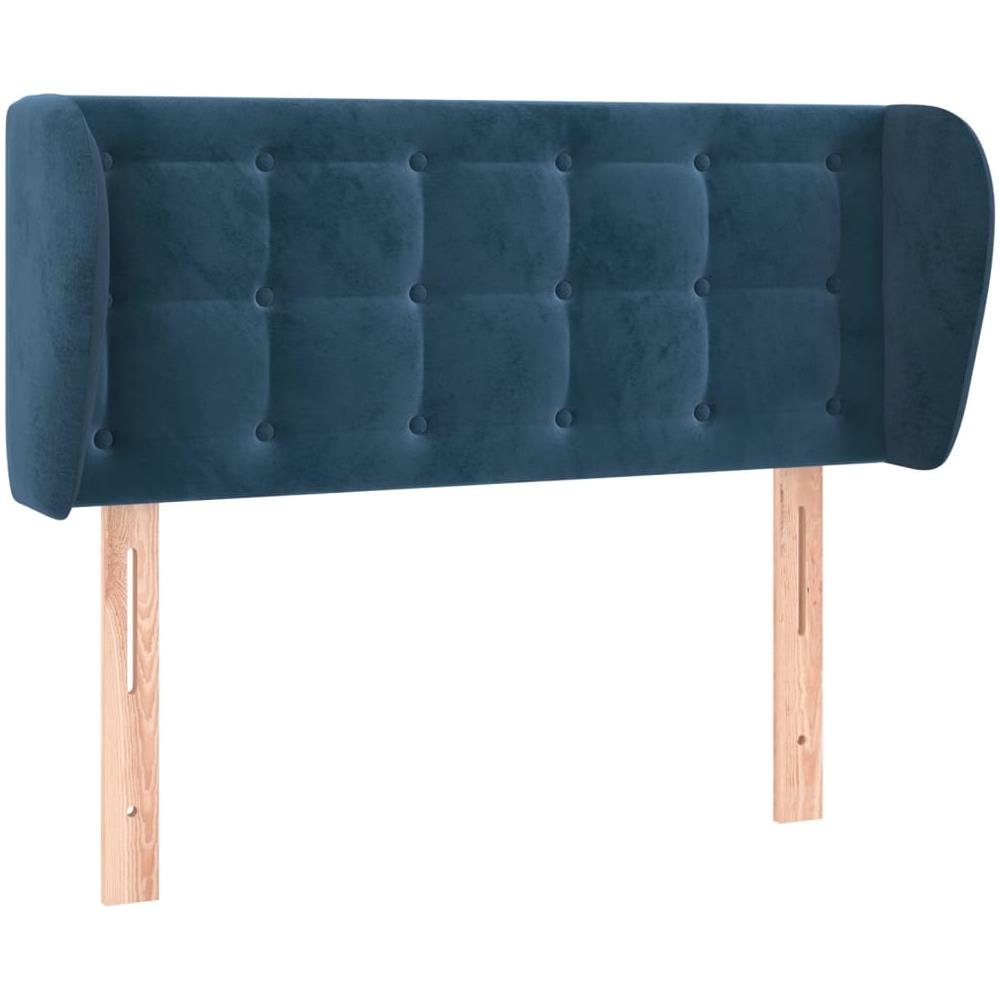 Testiera Ad Orecchio Blu Scuro 103x23x78/88 Cm In Velluto - Foto 2