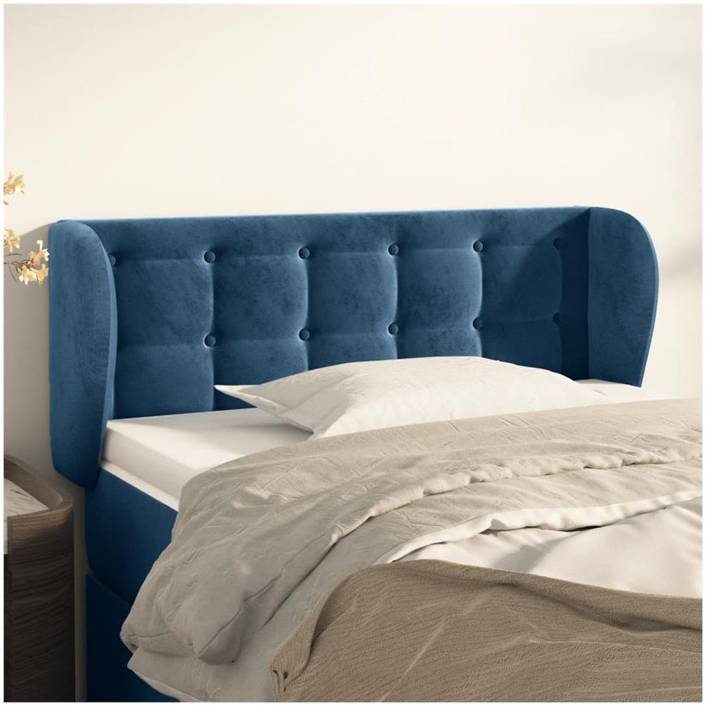 Testiera Ad Orecchio Blu Scuro 103x23x78/88 Cm In Velluto - Foto 1